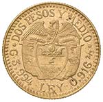 COLOMBIA 2,50 Pesos 1924 - Fr. 114 AU (g ... 