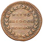 Pio VI (1775-1799) 1/2 Baiocco A. IX - Munt. ... 