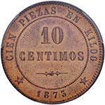 ANDORRA 10 Centimos 1873 – KM X2 CU RRR In ... 