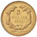 USA 3 Dollari 1866 – AU (g 5,00)