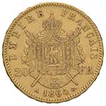 FRANCIA 20 Francs 1864 - Gad. 1062 AU (g ... 