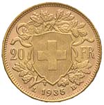 SVIZZERA 20 Francs 1945 - Fr. 499 AU (g ... 