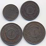 Lotto di 4 monete in rame sudamericane