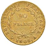 FRANCIA Napoleone (1804-1814) 20 Francs 1806 ... 
