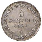Pio IX (1846-1870) 5 Baiocchi 1861 A. XVI - ... 