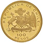 CILE 100 Pesos 1968 Sesquicentenario primera ... 