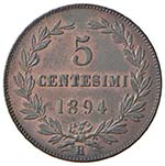 SAN MARINO 5 Centesimi 1894 - Gig. 39 CU (g ... 