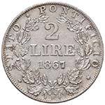 PIO IX (1846-1870) 2 Lire 1867 A. XXII - ... 