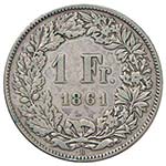 SVIZZERA Franken 1861 B - KM 9a; Sch. 21a AG ... 