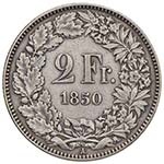 SVIZZERA 2 Franken 1850 A - KM 10; Sch. 22 ... 