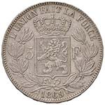 BELGIO Leopoldo II (1865-1909) 5 Franchi ... 