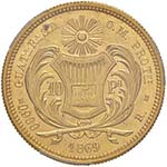 GUATEMALA 10 Pesos 1869 - KM 193; Fr. 40 AU ... 