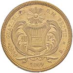 GUATEMALA 10 Pesos 1869 – KM 193; Fr. 40 ... 