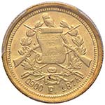 GUATEMALA 5 Pesos 1874 P – Fr. 45 AU RR In ... 