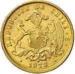 CILE 5 Pesos 1873 – Fr. 46 AU (g 7,60)