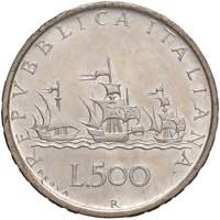 REPUBBLICA ITALIANA 500 Lire 1957 Prova AG ... 
