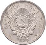 ARGENTINA 50 Centavos 1883 - KM 28 AG (g ... 