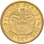 COLOMBIA 5 Pesos 1928 - KM 204 AU (g 7,99) ... 