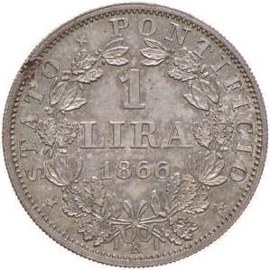 PIO IX (1846-1870) Lira 1866 A. XXI - ... 