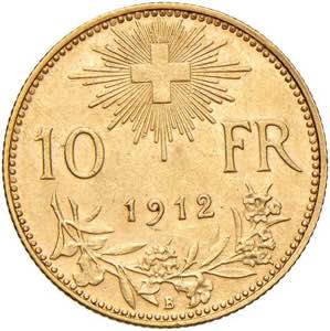 SVIZZERA 10 Franchi 1912 - Fr. 504 AU (g ... 