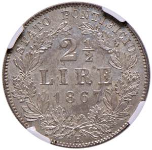    Pio IX (1846-1878) 2,50 lire 1867 A. XXI ... 