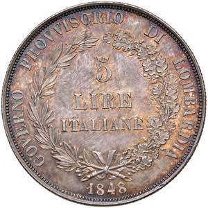    MILANO Governo Provvisorio (1848) 5 Lire ... 