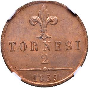    NAPOLI Francesco II (1859-1860) 2 Tornesi ... 