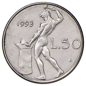REPUBBLICA ITALIANA (1946-) 50 Lire 1993; ... 