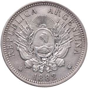ARGENTINA 50 Centavos 1882 - KM 28 AG (g ... 