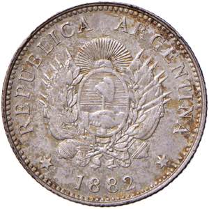 ARGENTINA 20 Centavos 1882 - KM 27 AG (g ... 