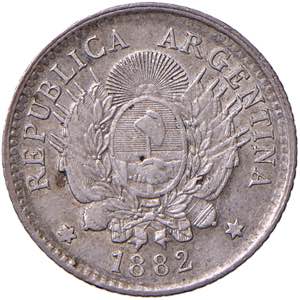 ARGENTINA 10 Centavos 1882 - KM 26 AG (g ... 