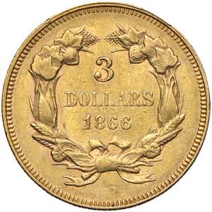 USA 3 Dollari 1866 - AU (g 5,00)