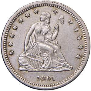 USA Quarter dollar 1861 - KM 64 AG (g 6,21) ... 