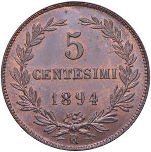 SAN MARINO 5 Centesimi 1894 - Gig. 39 CU (g ... 