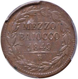 Pio IX (1846-1878) Mezzo baiocco 1849 A. ... 