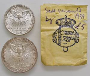 Sede Vacante (1939) 10 e 5 Lire 1939 - AG ... 