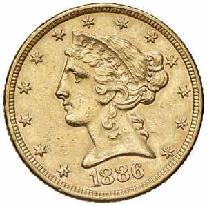 USA 5 Dollari 1886 - AU ... 