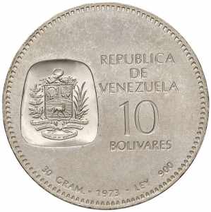 VENEZUELA 10 Bolivares 1973 - AG (g 29,83)