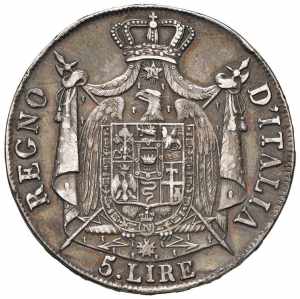  Napoleone (1805-1814) MILANO 5 Lire 1808 ... 