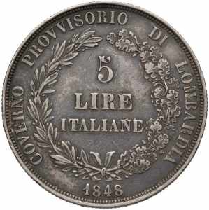  MILANO Governo Provvisorio (1848) 5 Lire ... 