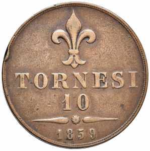  NAPOLI Francesco II (1859-1860) 10 Tornesi ... 