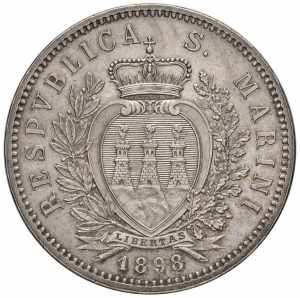  SAN MARINO 5 lire 1898 ... 