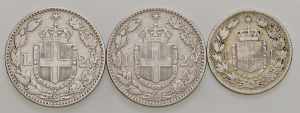  Lotto di tre monete: 2 Lire 1884, 1887, ... 