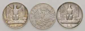  Lotto di tre monete: 5 Lire 1927*, 5 Lire ... 