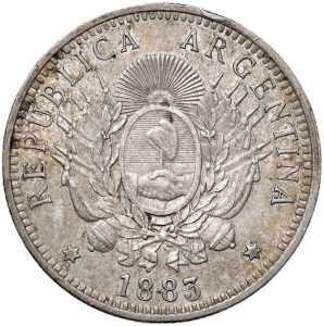  ARGENTINA 50 Centavos 1883 - KM 28 AG (g ... 