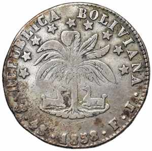  BOLIVIA 4 Soles 1858 - KM 123 AG (g 13,48) ... 