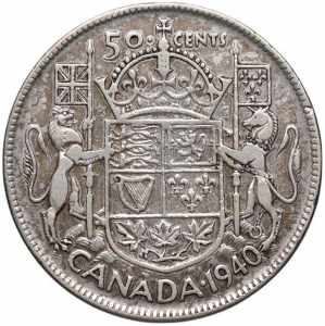  CANADA Giorgio VI (1936-1952) 50 Cents 1940 ... 
