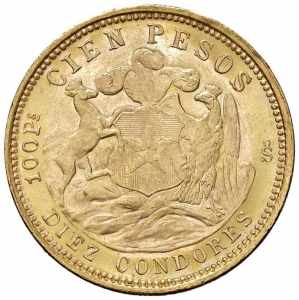  CILE 100 Pesos 1926 - Fr. 54 AU (g 20,39) ... 