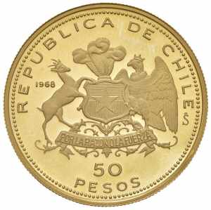  CILE 50 Pesos 1968 - Fr. 60 AU (g 10,05)