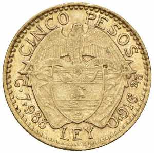  COLOMBIA 5 Pesos 1913 - Fr. 110 AU (g 7,88)